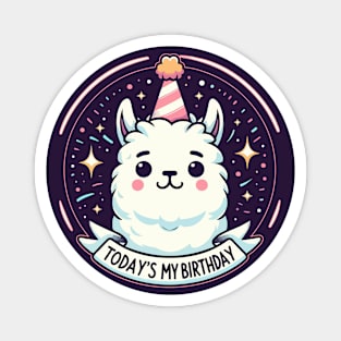 Kawaii Llama Alpaca Today Is My Birthday Party Magnet